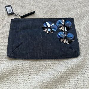 🆕Banana Republic Embellished Denim Zip Pouch